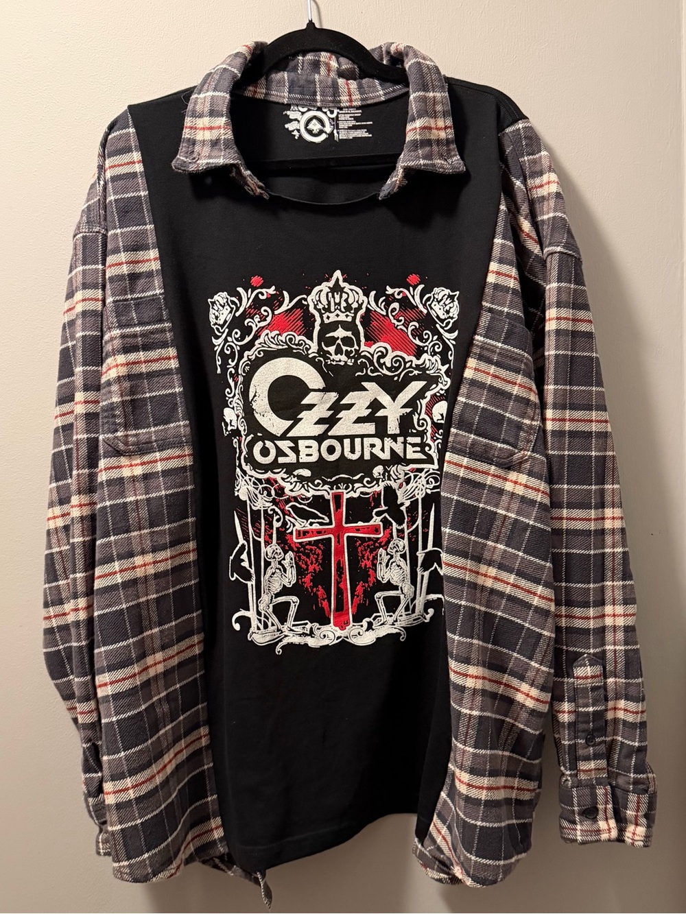 Ozzy tee flannel upcycle